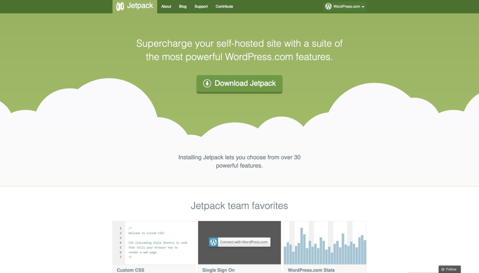 The Jetpack website in 2014